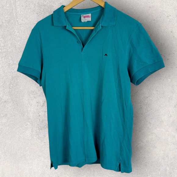 J Lindeberg Blue Short Sleeve Polos Shirt Mens Size‎ Large Collared Golf Tee L - Picture 4 of 9